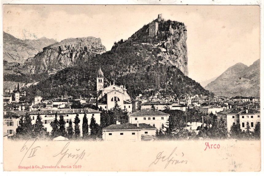 Cartolina antica Arco Trento spedita per Vienna co francobollo italia