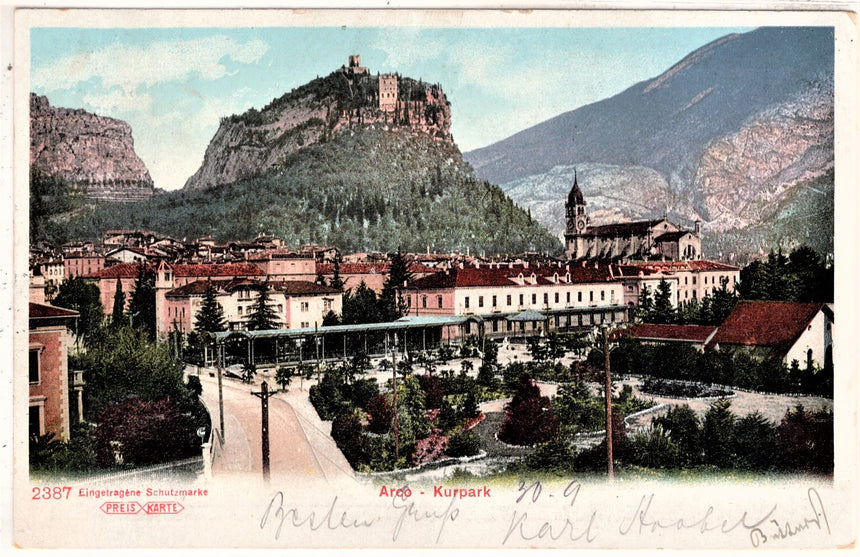 Cartolina antica Arco Trento spedita da Riva