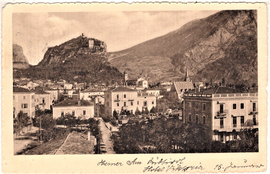 Cartolina antica Arco Trento panorama