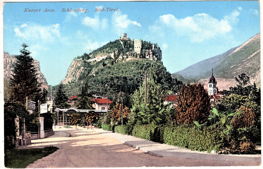 Cartolina antica Arco Trento  entrata Hotel Europa scritta viag.in busta