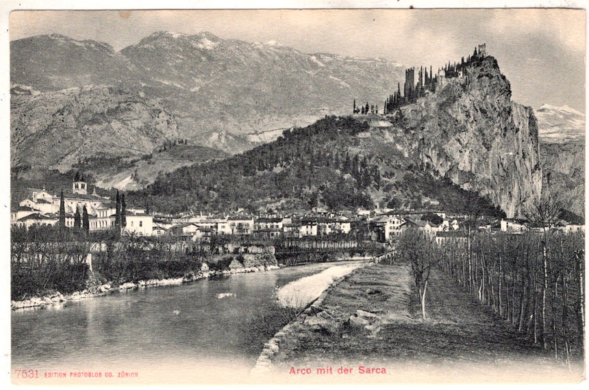 Cartolina antica Arco Trento Arco mit der Sarca