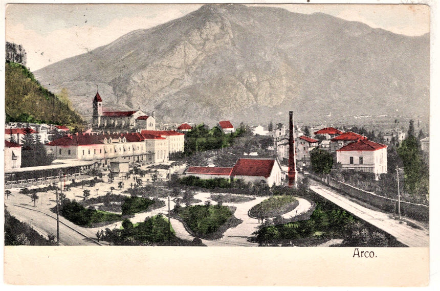 Cartolina antica Arco Trento panorama