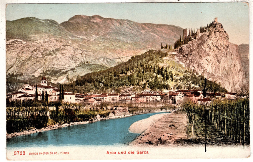Cartolina antica Arco Trento Arco und die Sarca
