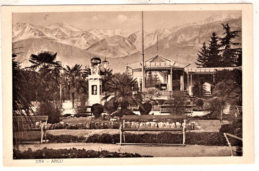 Cartolina antica Arco Trento giardino