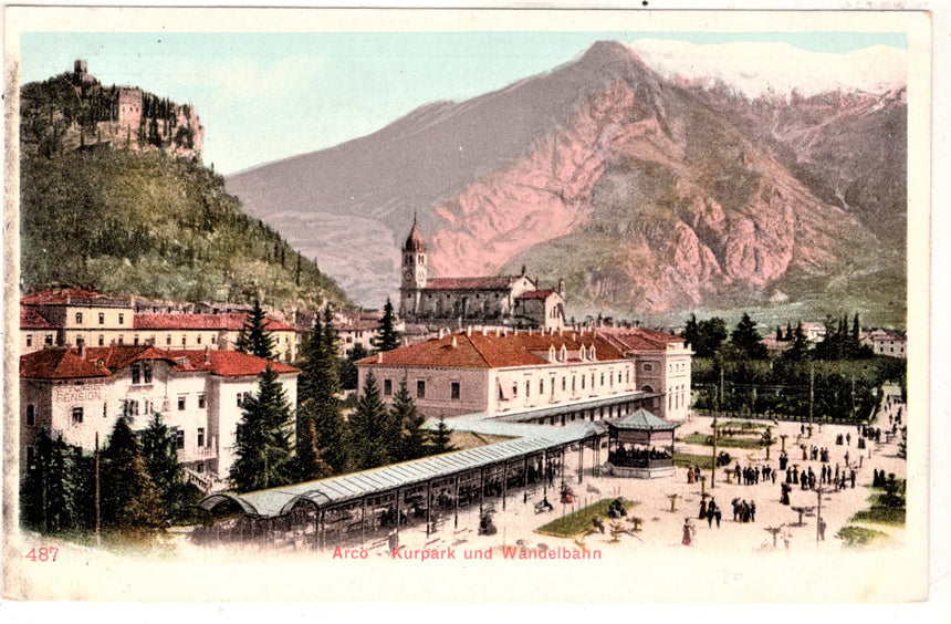 Cartolina antica Arco Trento Kurtpark und Wandelbann