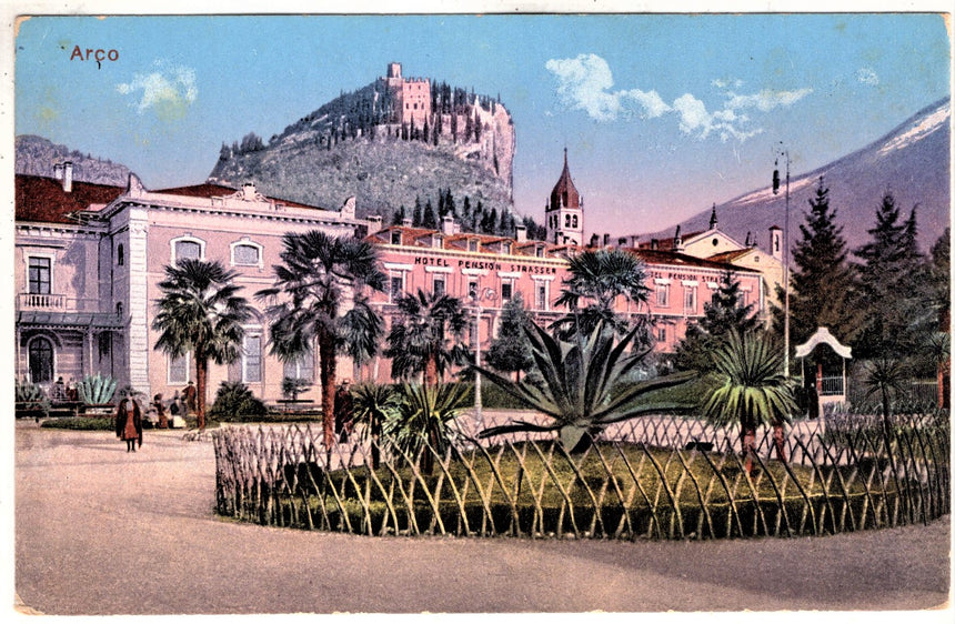Cartolina antica Arco Trento Hotel Stasser