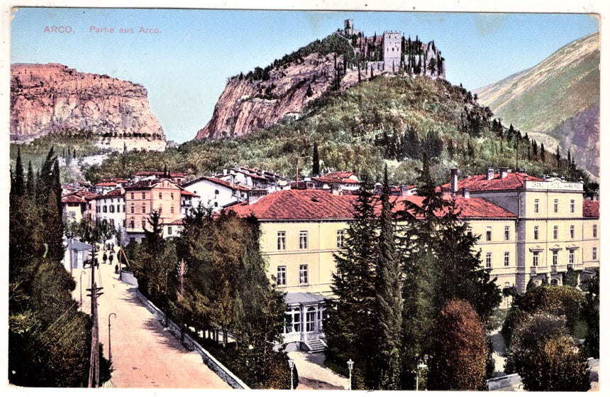 Cartolina antica Arco Trento panorama