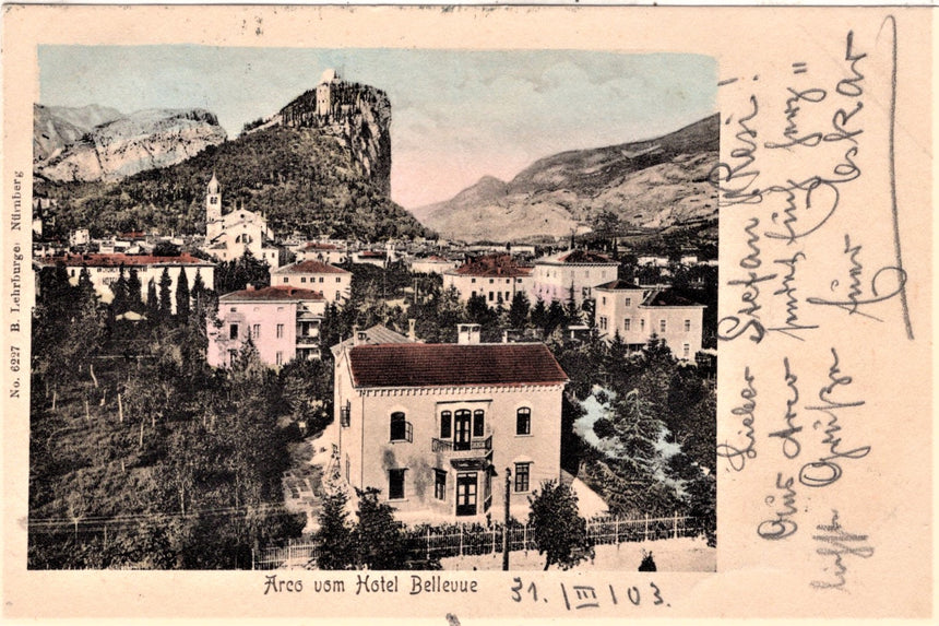 Cartolina antica Arco Trento Arco vom Hotel Bellevue