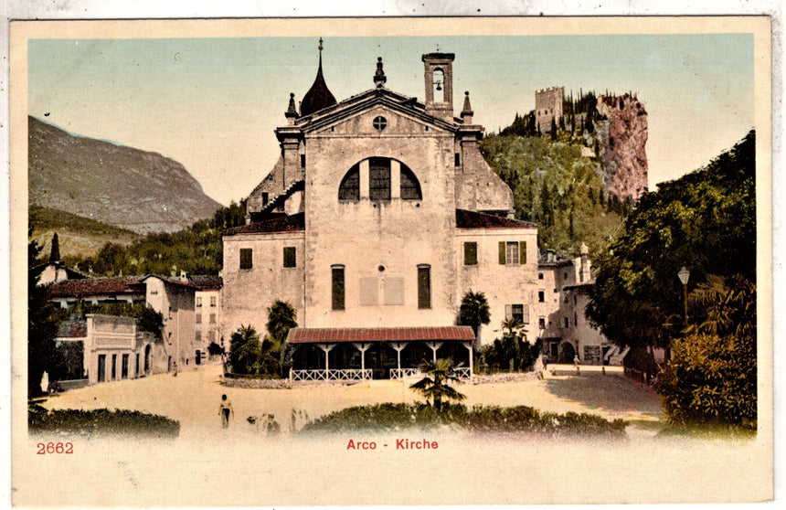 Cartolina antica Arco Trento Kirche