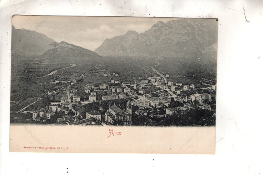 Cartolina antica Arco Trento panorama