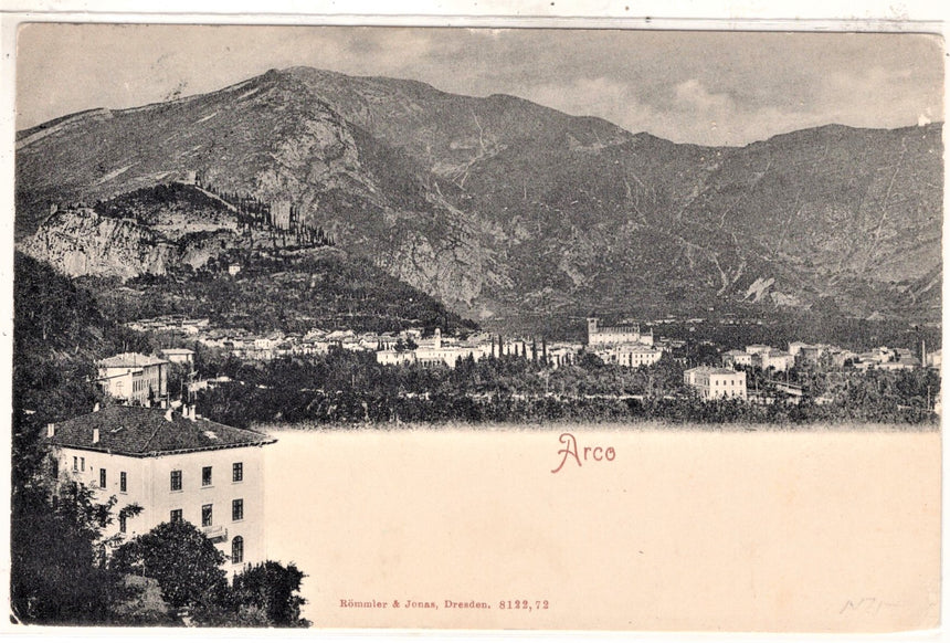 Cartolina antica Arco Trento panorama