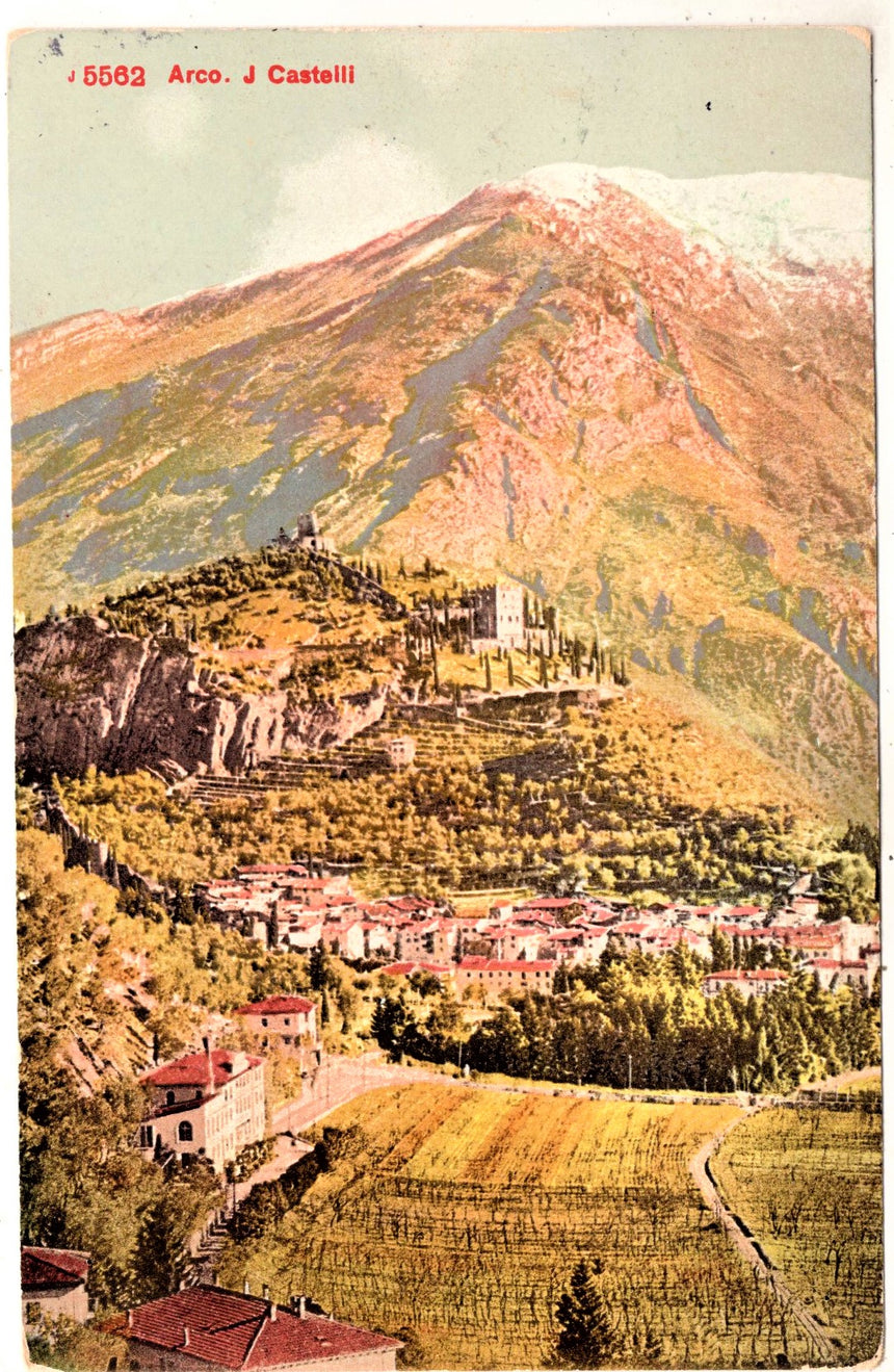 Cartolina antica Arco Trento panorama
