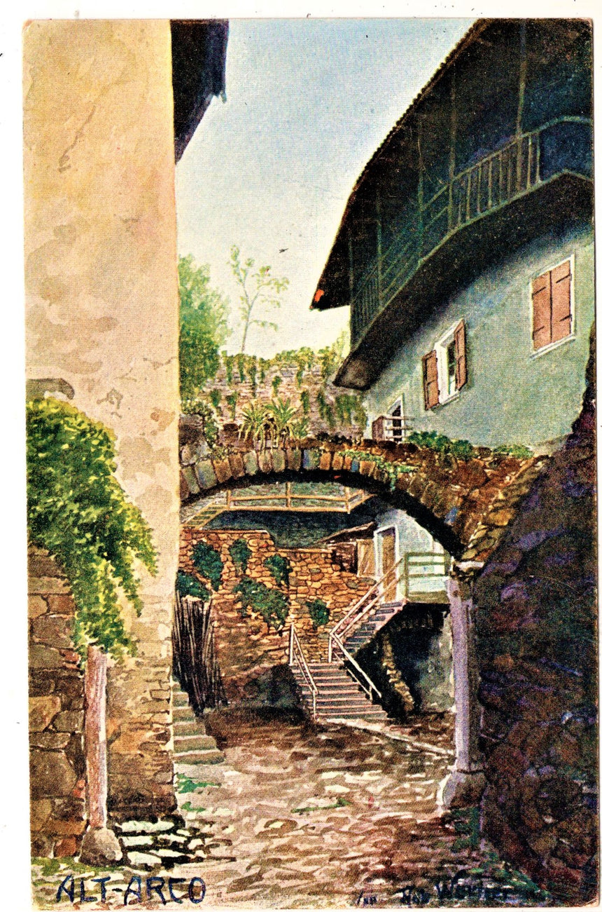 Cartolina antica Arco Trento particolare Arco vecchia