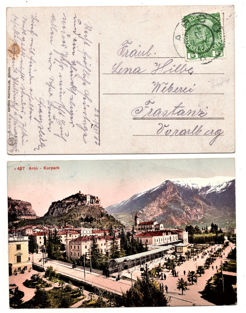 Cartolina antica Arco Trento Kurpark
