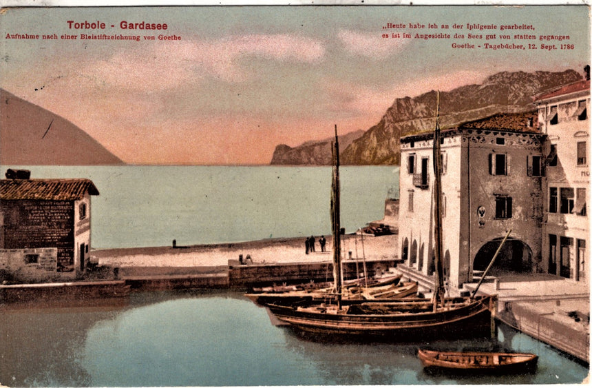 Cartolina antica Torbole sul Garda il porto