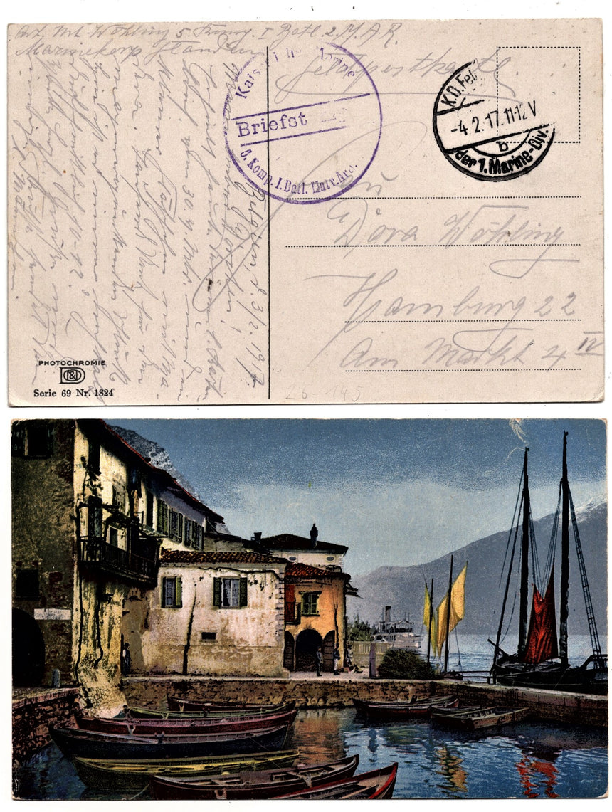 Cartolina antica Torbole sul Garda il porto