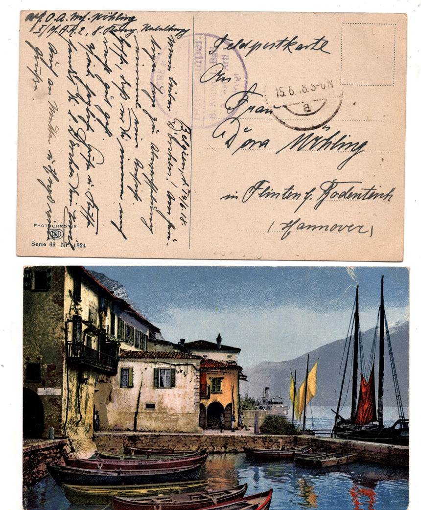 Cartolina antica Torbole sul Garda il porto