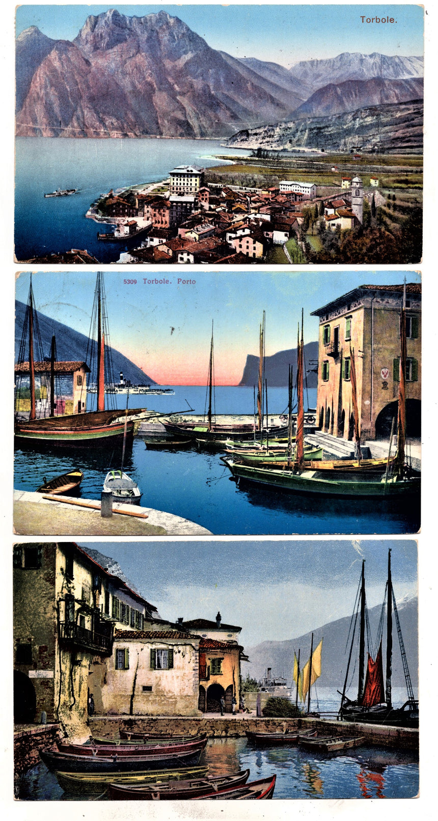 Cartolina antica Torbole sul Garda il porto