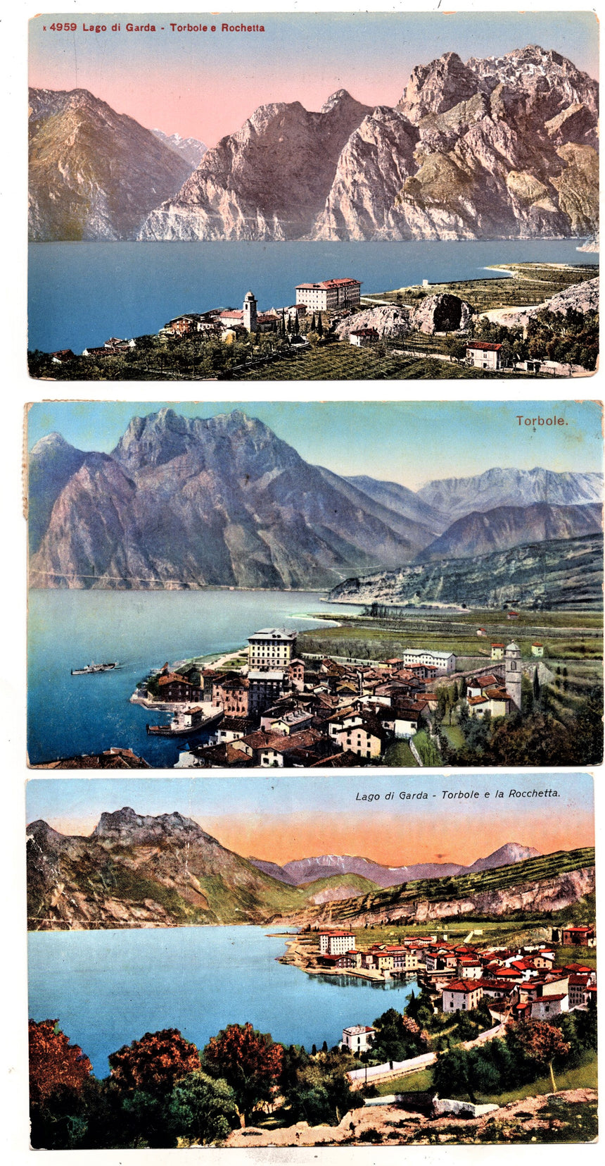 Cartolina antica Torbole sul Garda panorama