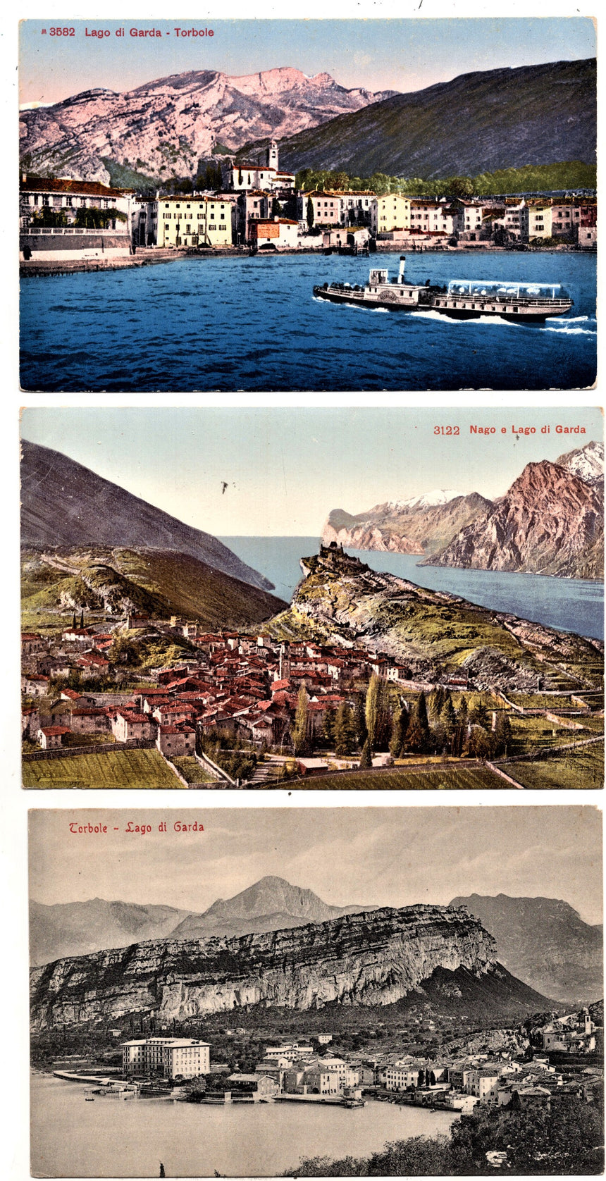 Cartolina antica Nago Trento e lago di Garda