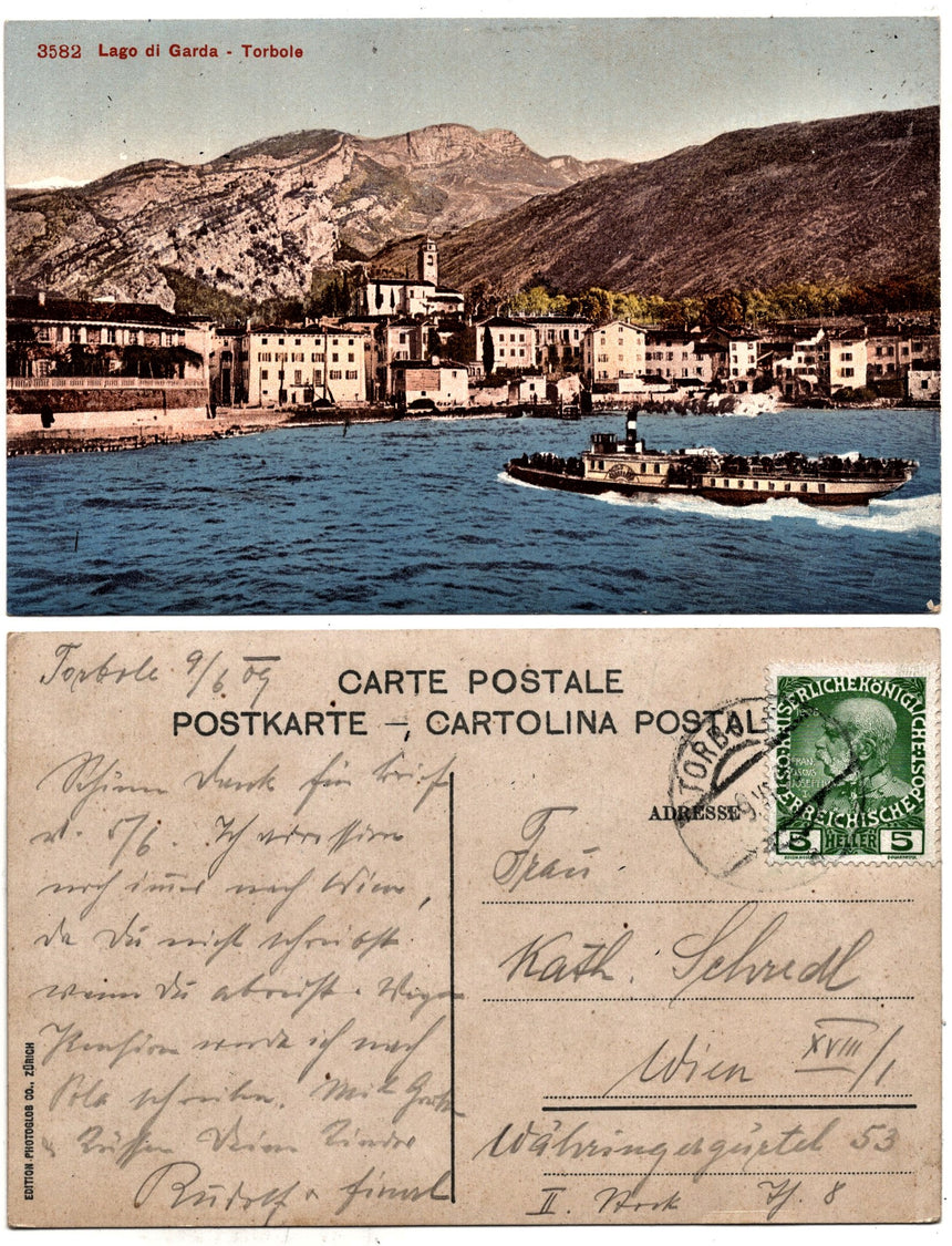 Cartolina antica Torbole sul Garda panorama