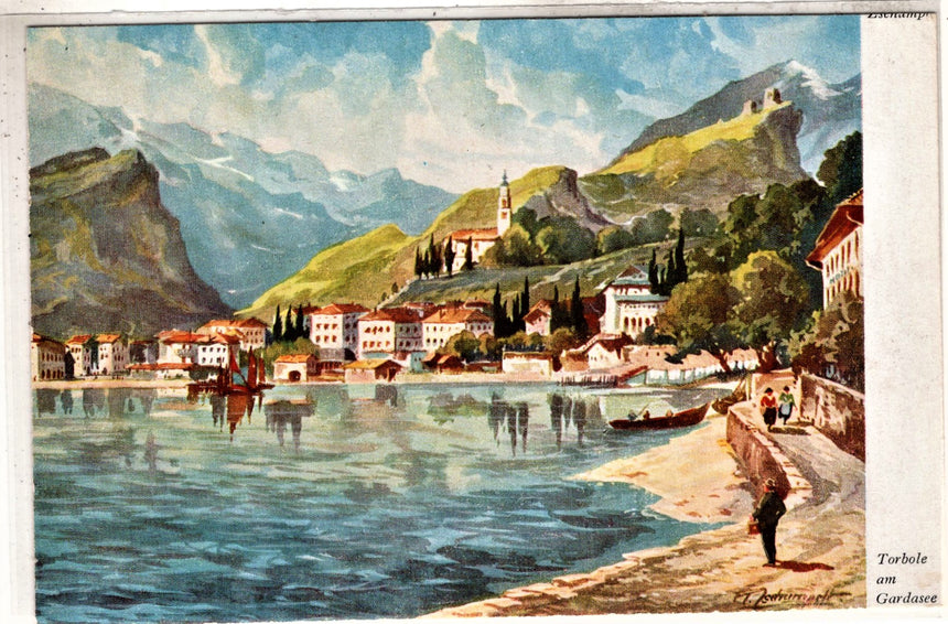 Cartolina antica Torbole sul Garda panorama