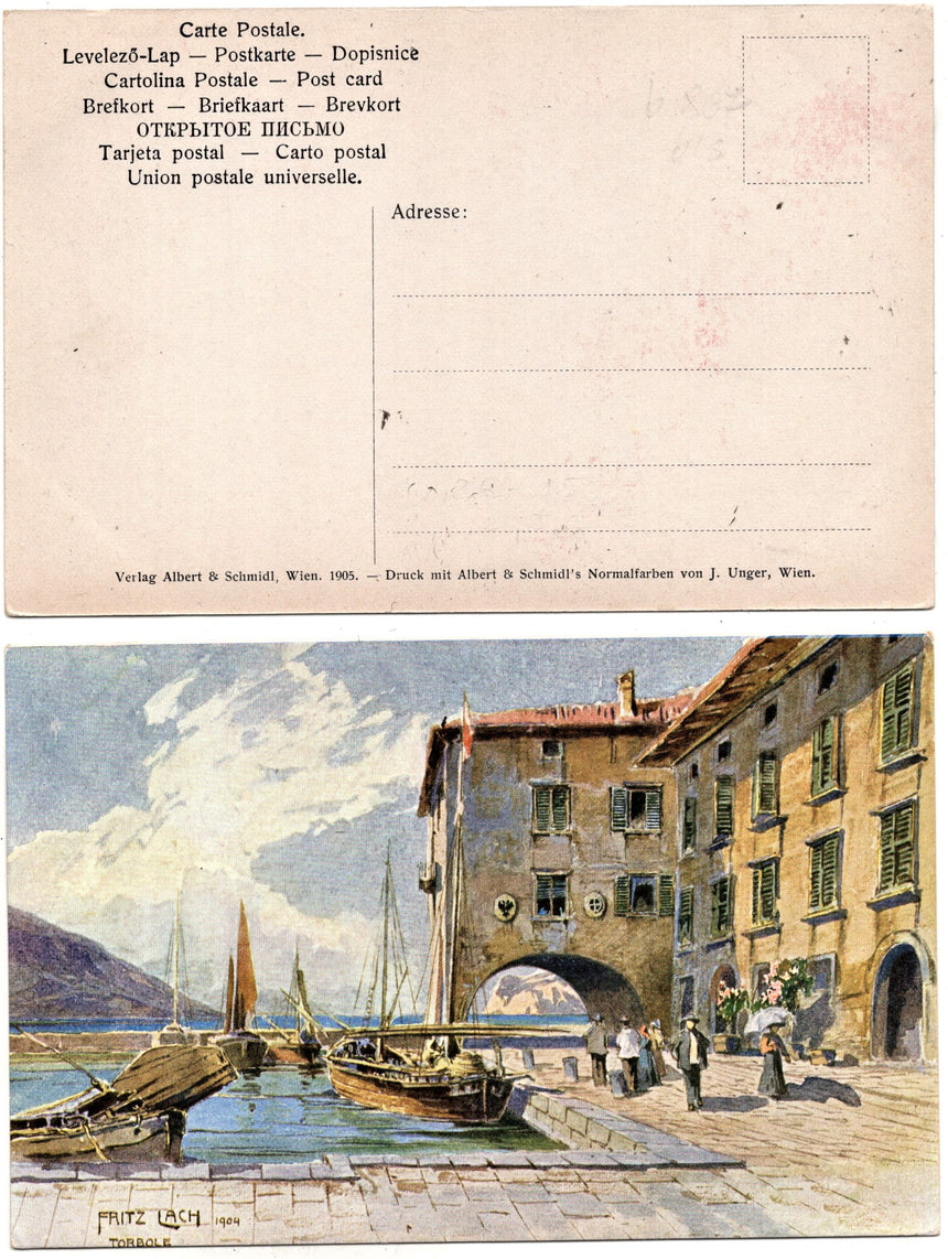 Cartolina antica Torbole sul Garda il porto