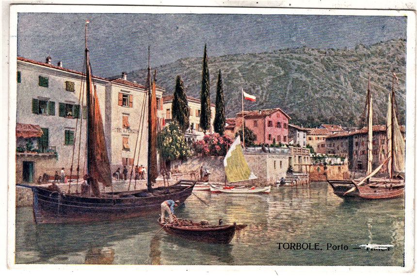 Cartolina antica Torbole sul Garda il porto