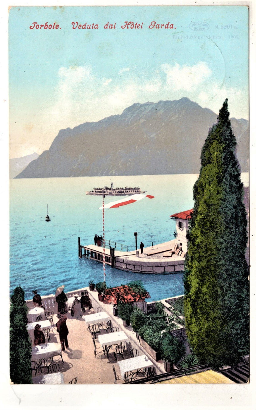 Cartolina antica Torbole sul Garda veduta dall hotel Garda