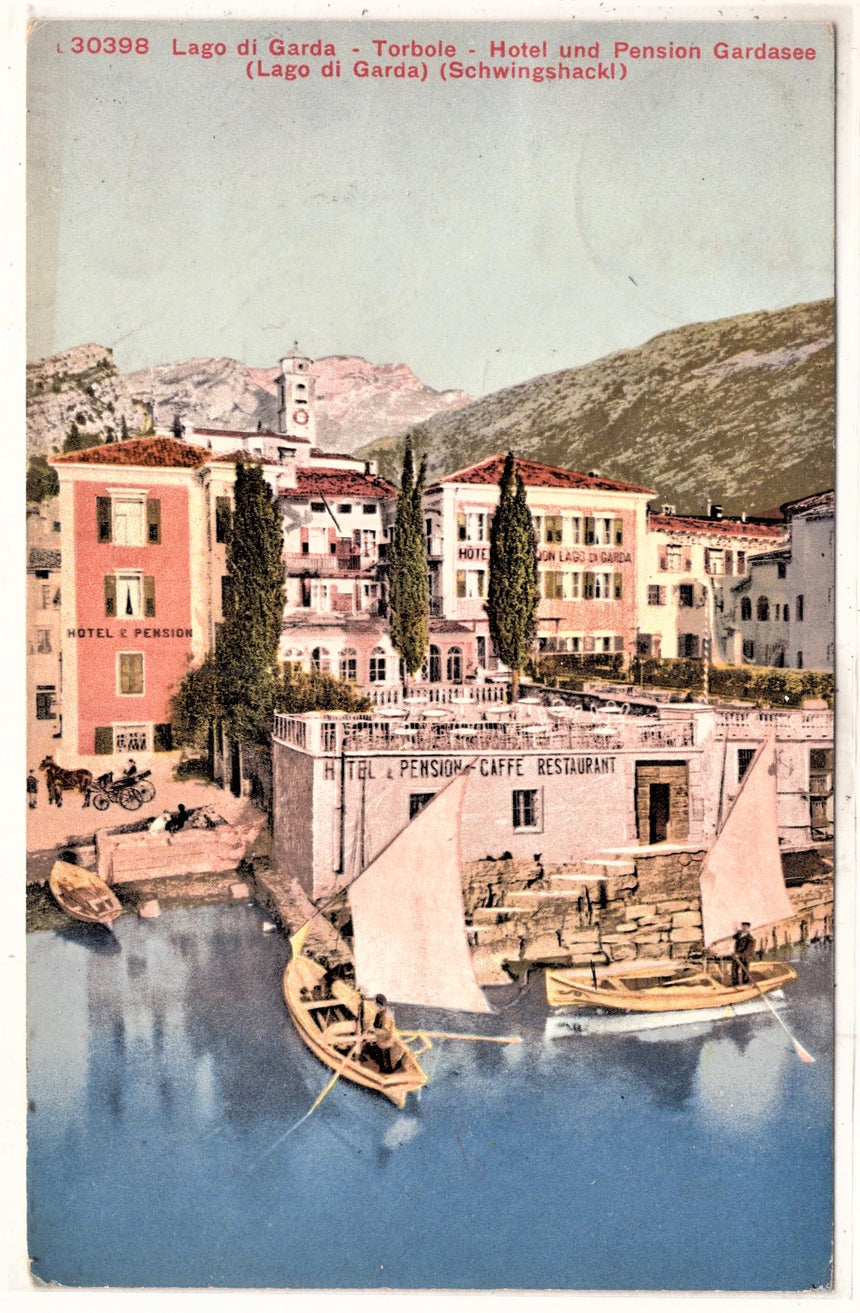 Cartolina antica Torbole sul Garda Hotel e Pensioni