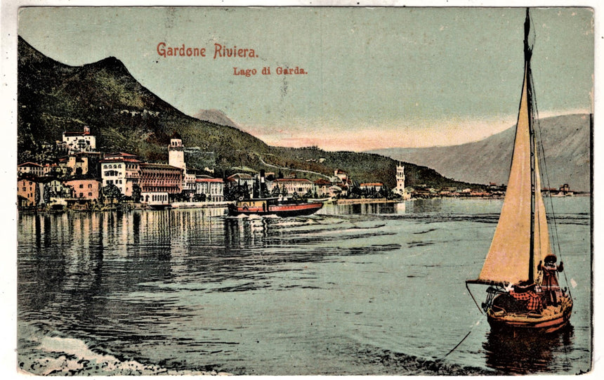 Cartolina antica Gardone sul Garda panorama