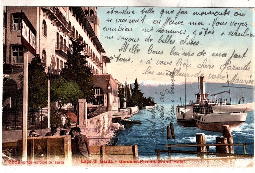 Cartolina antica Gardone sul Garda grand Hotel Tassata