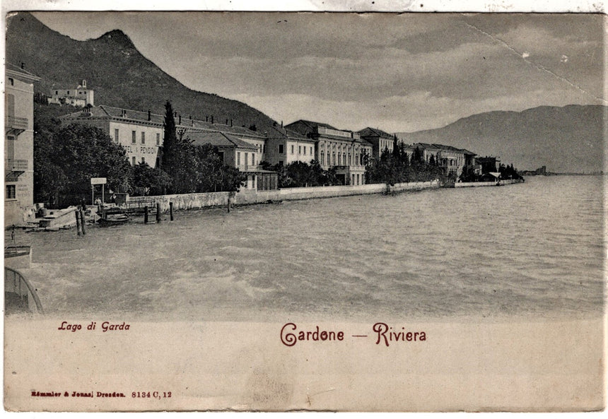 Cartolina antica Gardone sul Garda panorama