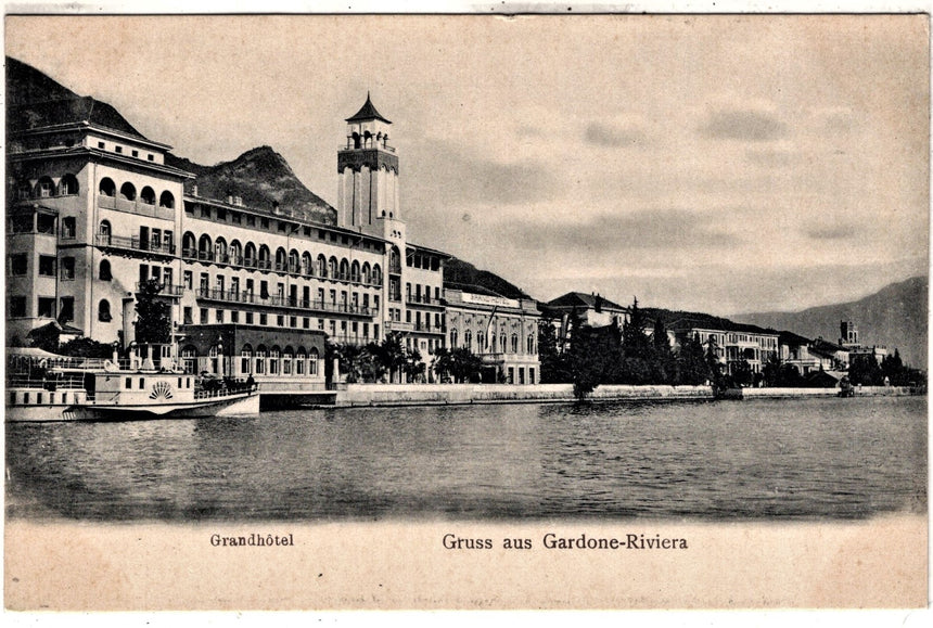 Cartolina antica Gardone sul Garda Gruss Grandhotel