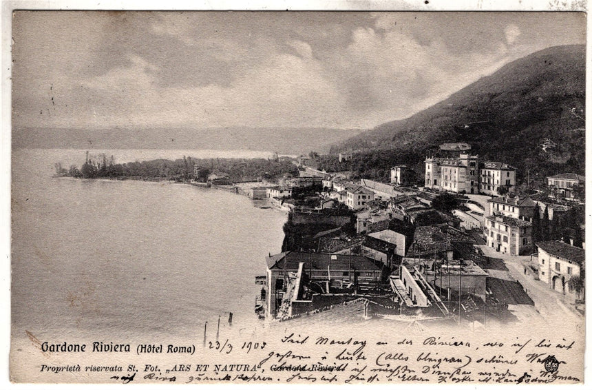 Cartolina antica Gardone sul Garda Hotel Roma