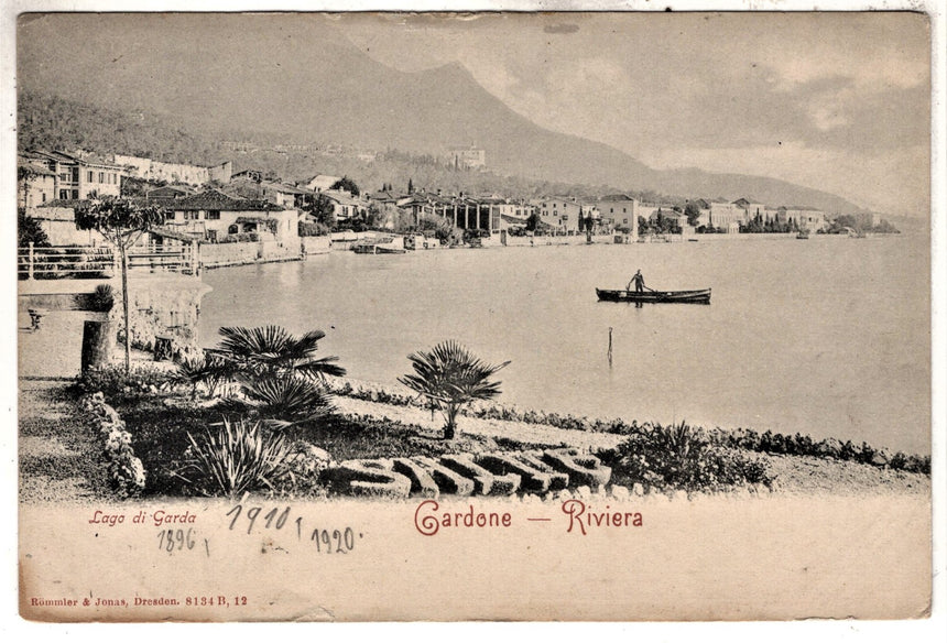 Cartolina antica Gardone sul Garda panorama