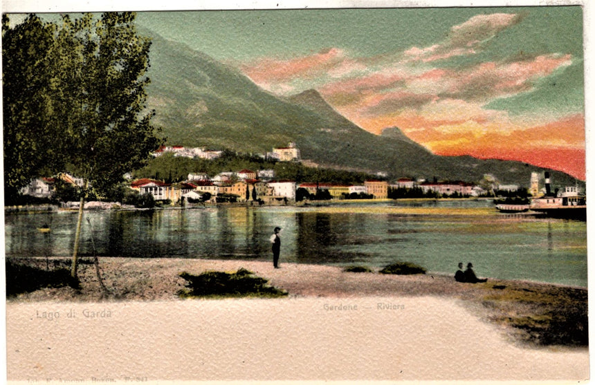 Cartolina antica Gardone sul Garda panorama