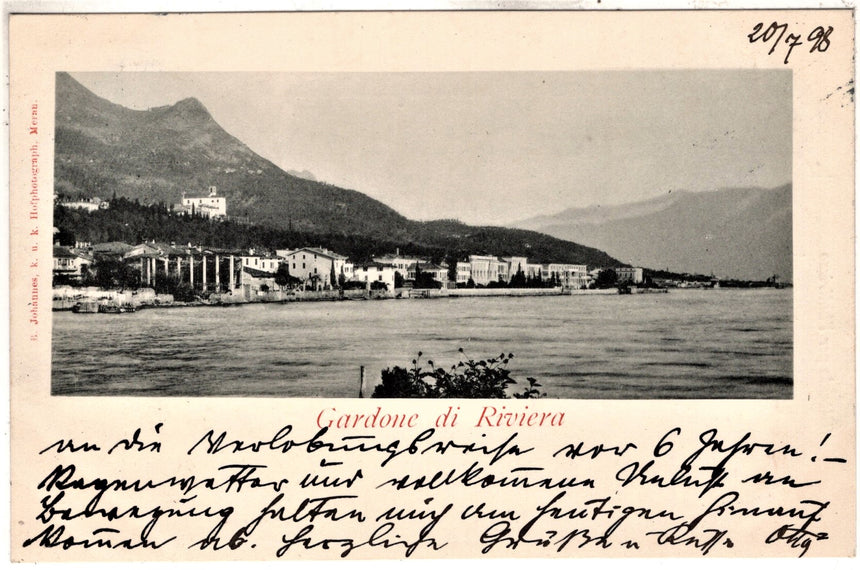 Cartolina antica Gardone sul Garda spedita da Meran