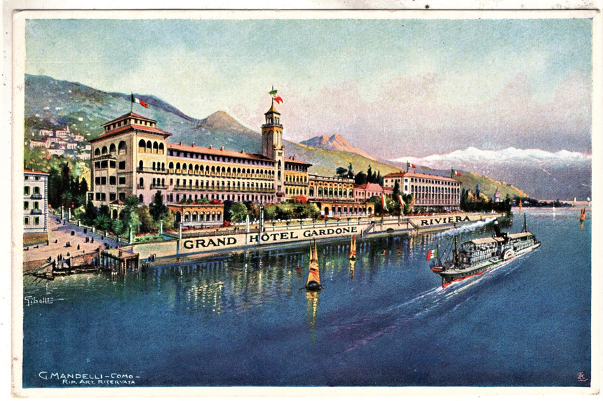 Cartolina antica Gardone sul Garda Gran Hotel Gardone