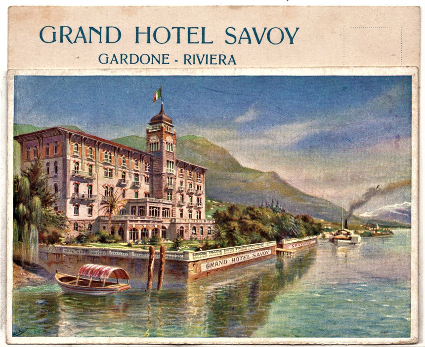 Cartolina antica Gardone sul Garda Grand Hotel Savoi