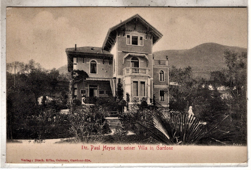 Cartolina antica Gardone sul Garda Dr.Paul Heyse in seiner Villa in Gardone