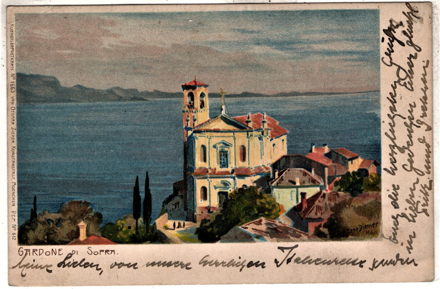 Cartolina antica Gardone sul Garda Zeno Diemer