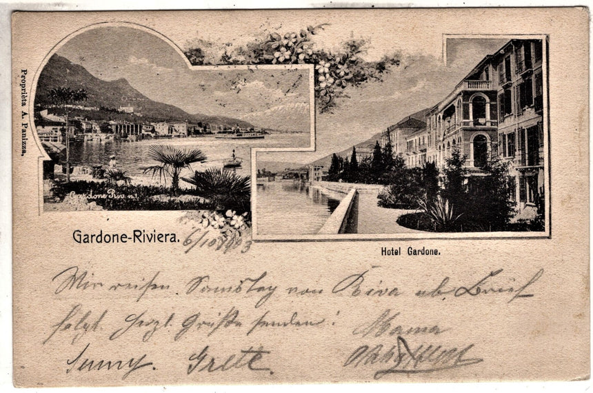Cartolina antica Gardone sul Garda Hotel Gardone