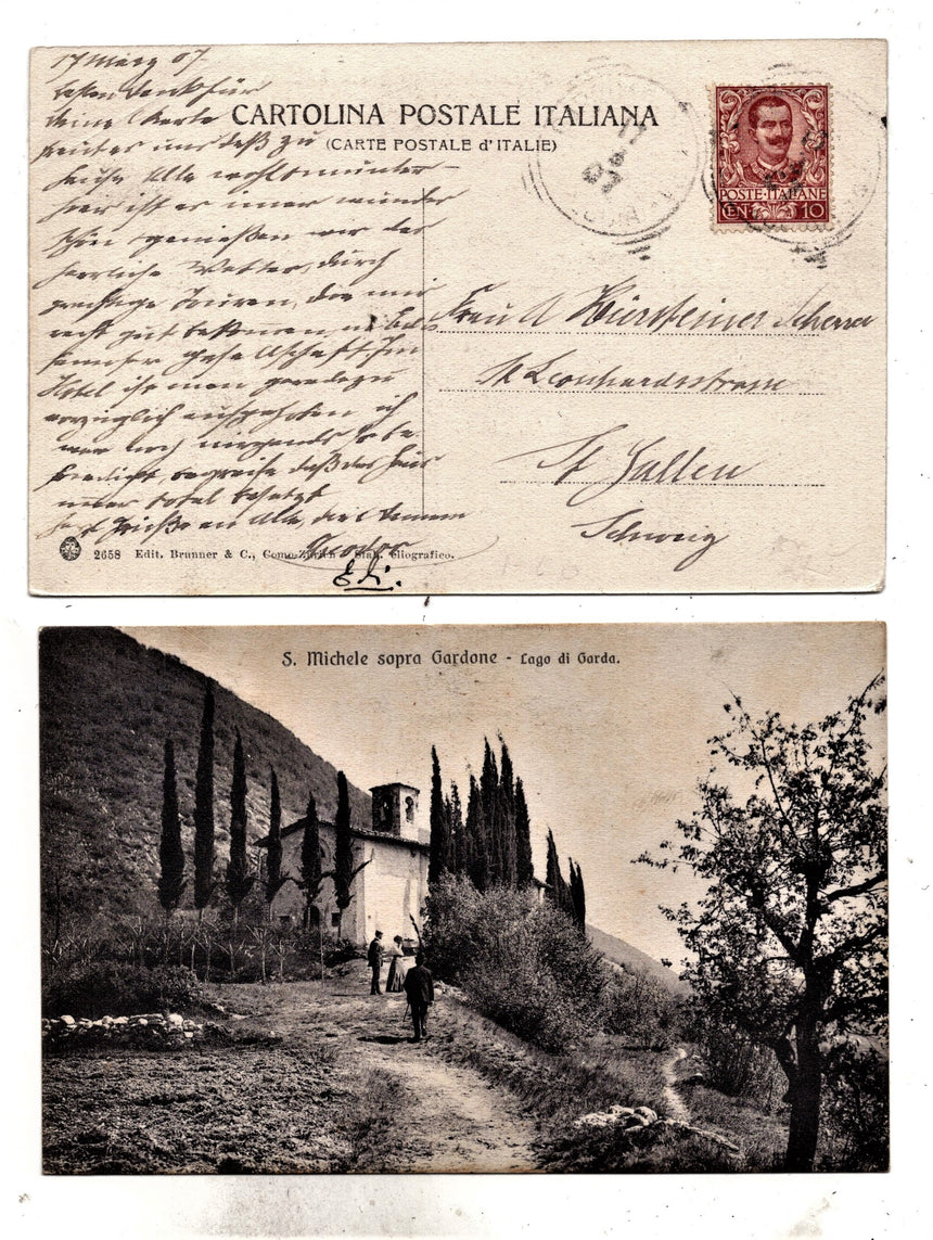 Cartolina antica Gardone sul Garda S.Michele sopra Gardone