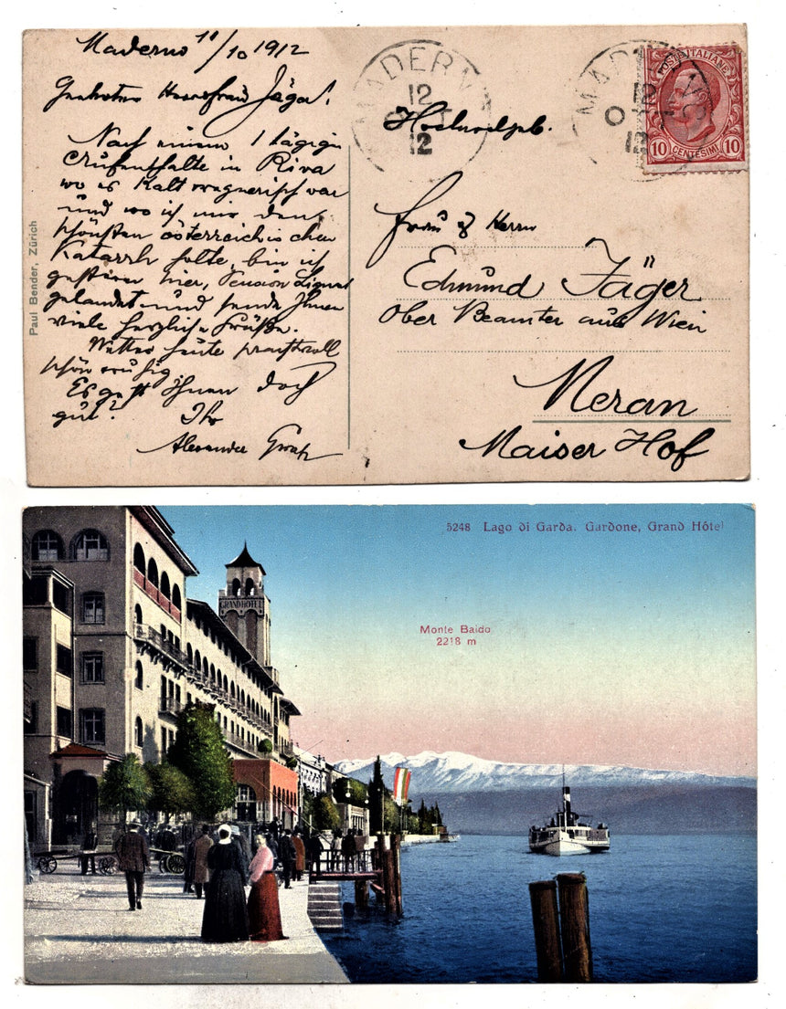 Cartolina antica Gardone sul Garda Grand Hotel