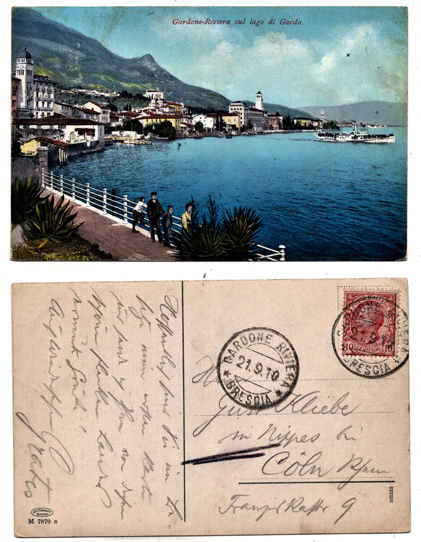Cartolina antica Gardone sul Garda panorama