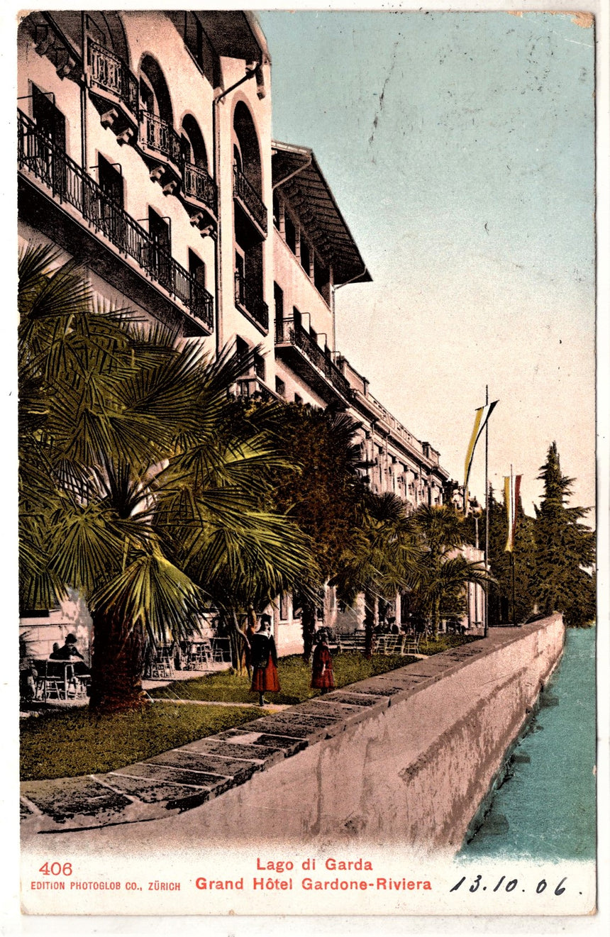 Cartolina antica Gardone sul Garda Grand Hotel Gardone