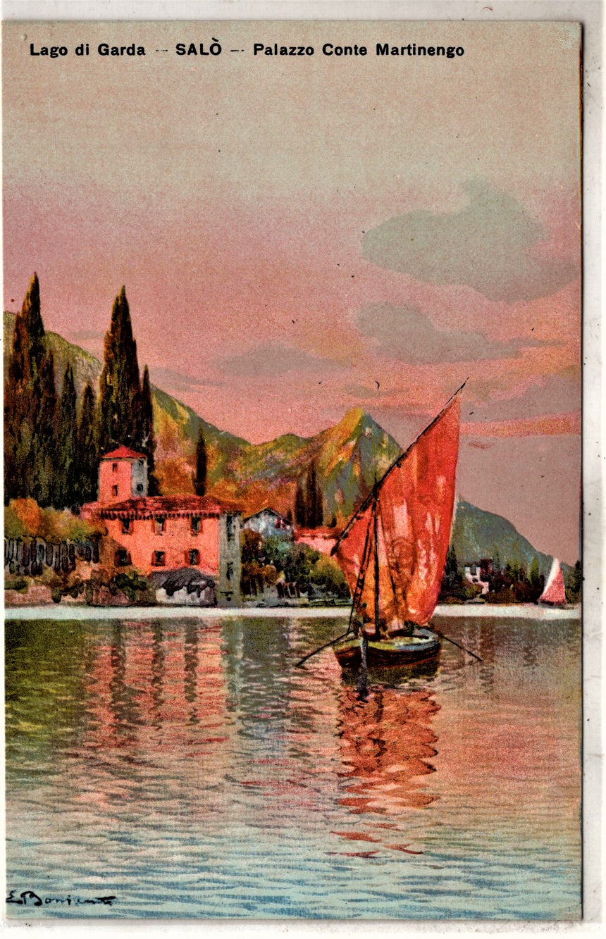 Cartolina antica Salò sul Garda palazzo Conte Martinendo