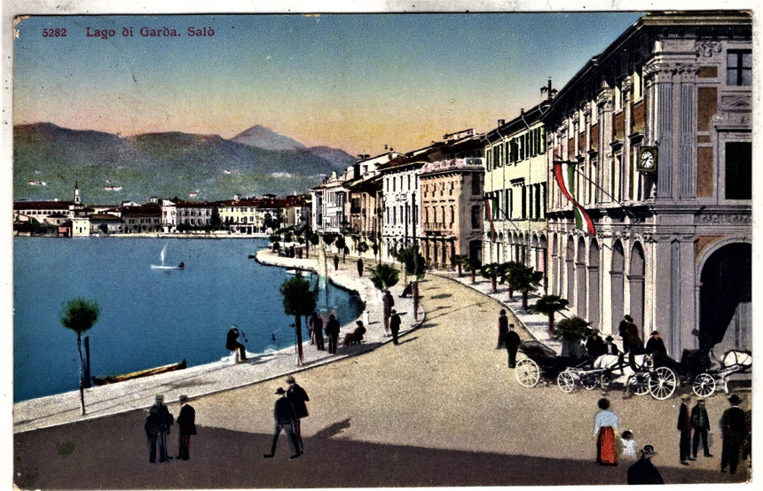 Cartolina antica Salò sul Garda panorama del lungolago