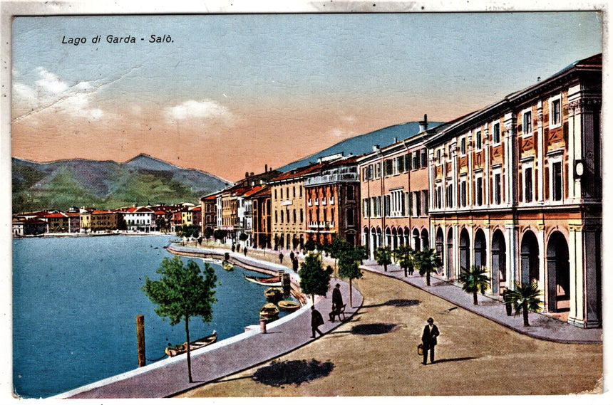 Cartolina antica Salò sul Garda panorema del lungolago